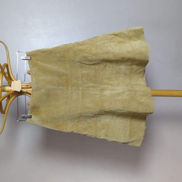 2/40 Vintage Y2K B.U.M. leather tan midi skirt - Picture 1 of 7